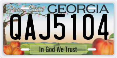 GA license plate QAJ5104