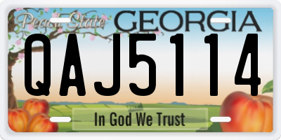 GA license plate QAJ5114