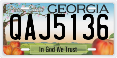 GA license plate QAJ5136