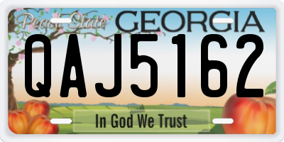 GA license plate QAJ5162