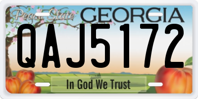 GA license plate QAJ5172