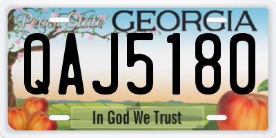 GA license plate QAJ5180