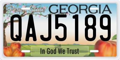 GA license plate QAJ5189