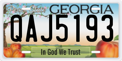 GA license plate QAJ5193