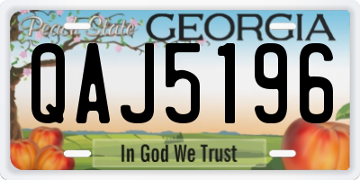 GA license plate QAJ5196