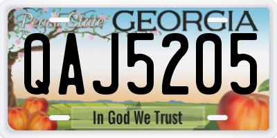 GA license plate QAJ5205