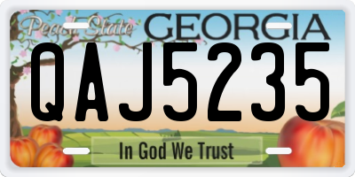 GA license plate QAJ5235
