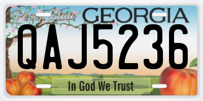 GA license plate QAJ5236