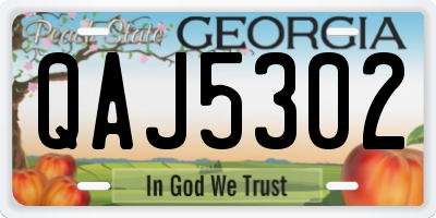 GA license plate QAJ5302