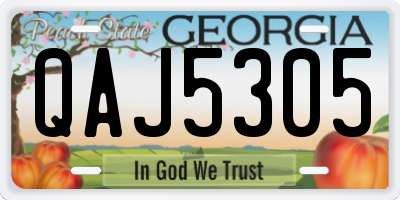 GA license plate QAJ5305