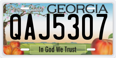 GA license plate QAJ5307