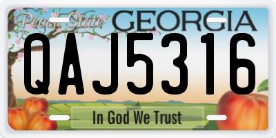 GA license plate QAJ5316