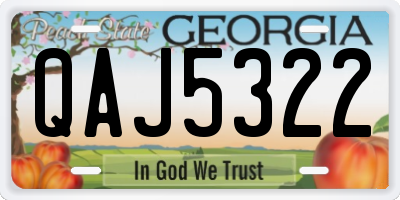 GA license plate QAJ5322