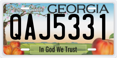 GA license plate QAJ5331