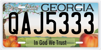 GA license plate QAJ5333