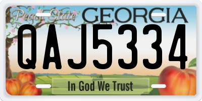 GA license plate QAJ5334