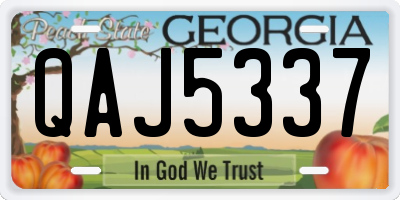 GA license plate QAJ5337