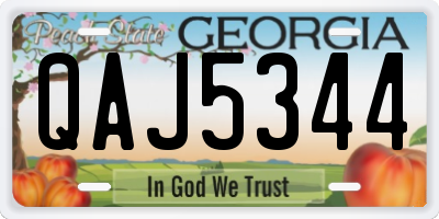 GA license plate QAJ5344