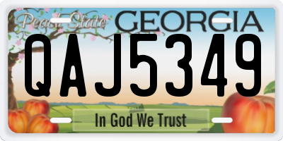 GA license plate QAJ5349