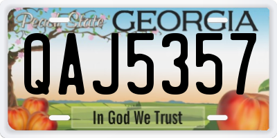 GA license plate QAJ5357