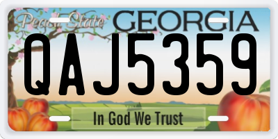 GA license plate QAJ5359