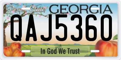 GA license plate QAJ5360