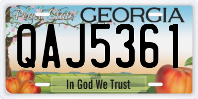 GA license plate QAJ5361