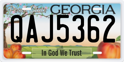GA license plate QAJ5362