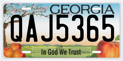 GA license plate QAJ5365