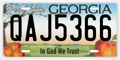 GA license plate QAJ5366