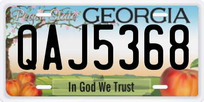 GA license plate QAJ5368