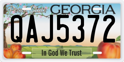 GA license plate QAJ5372
