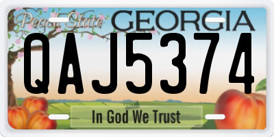 GA license plate QAJ5374