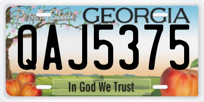 GA license plate QAJ5375