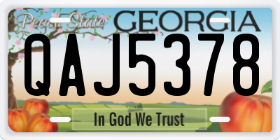 GA license plate QAJ5378