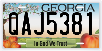 GA license plate QAJ5381