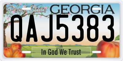 GA license plate QAJ5383