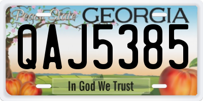 GA license plate QAJ5385