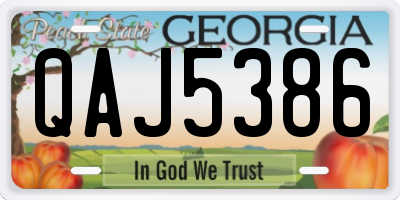 GA license plate QAJ5386