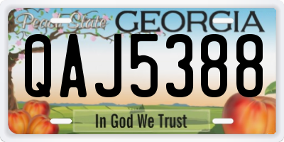 GA license plate QAJ5388
