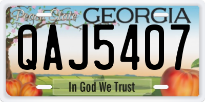 GA license plate QAJ5407