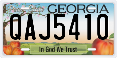 GA license plate QAJ5410