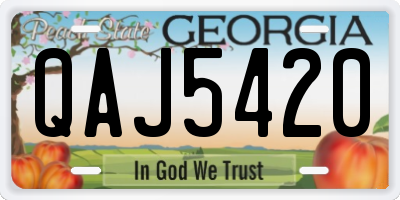 GA license plate QAJ5420