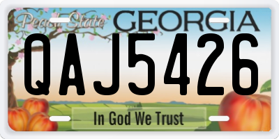 GA license plate QAJ5426