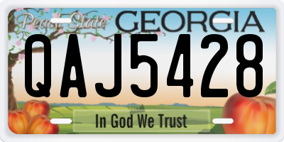 GA license plate QAJ5428
