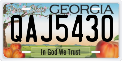 GA license plate QAJ5430