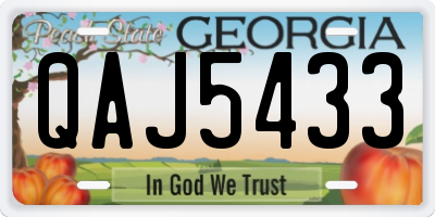 GA license plate QAJ5433