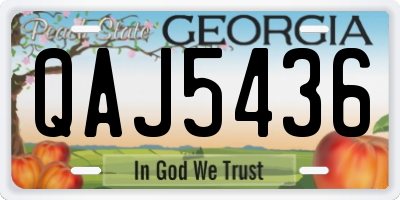 GA license plate QAJ5436