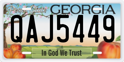 GA license plate QAJ5449