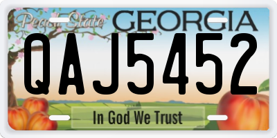 GA license plate QAJ5452